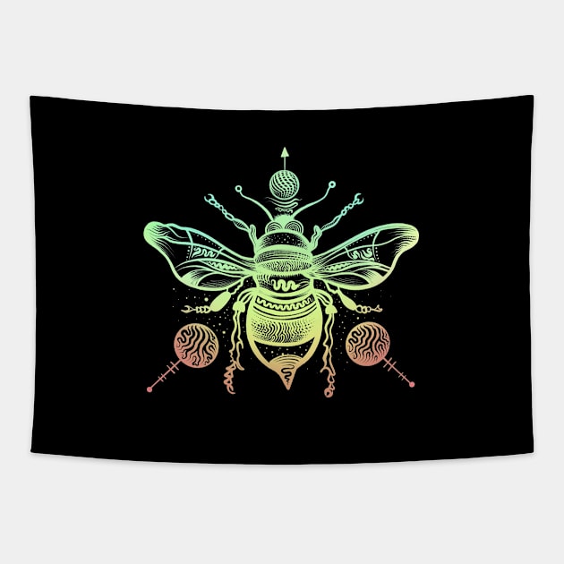 Colorful Bee Tapestry by Brokoola