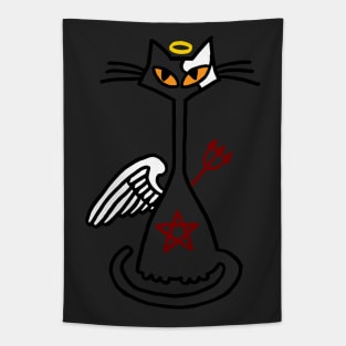 Good or Evil Cat Tapestry