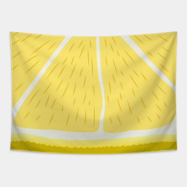 Juicy Yellow Lemon Slice, Minimal Design Tapestry by diplikaya