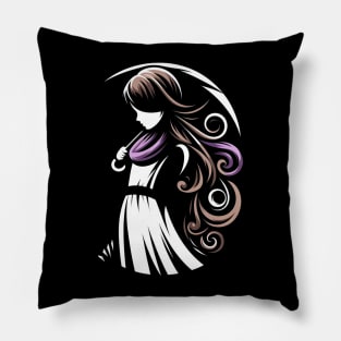 In Omnia Paratus - Silhouette with a Scarf and Umbrella Pillow