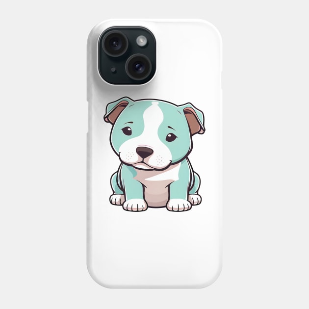 Cute Kawaii Blue Pitbull Puppy Phone Case by designs4days