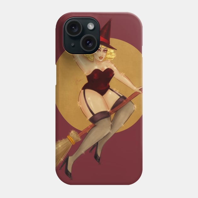 Broom Pin up babe Phone Case by Murderface Art