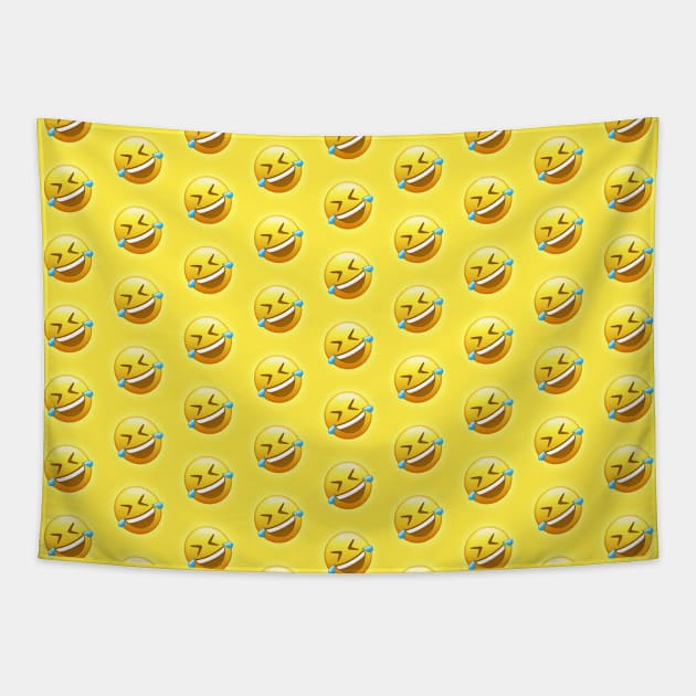 Rolling on the Floor Laughing Emoji Pattern | Pop Art Tapestry by williamcuccio