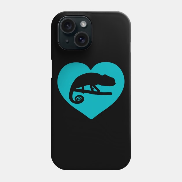 Blue Chameleon Heart for Chameleon Lovers Phone Case by Mochi Merch