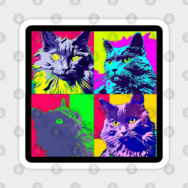 Nebelung Cat Pop Art - Cat Lover Gift Magnet by PawPopArt