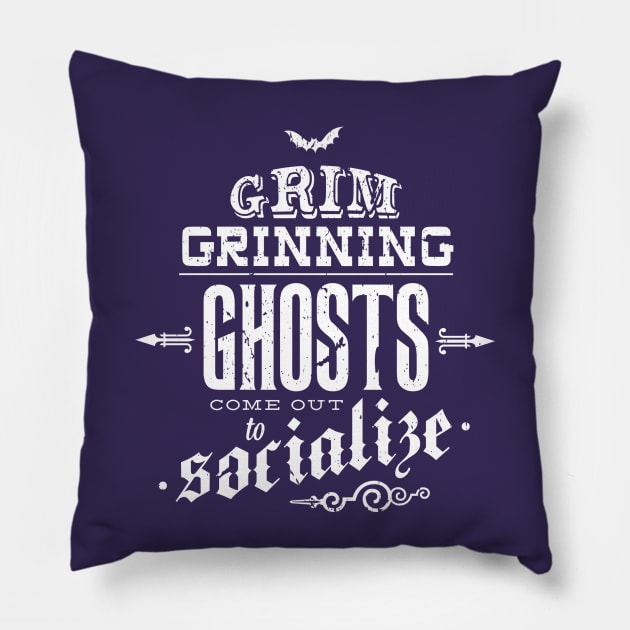 Grim Grinning Ghosts Pillow by tonysimonetta