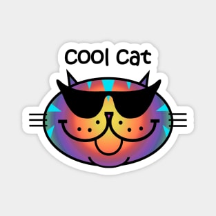 Cool Cat 2 - Dark Rainbow Magnet