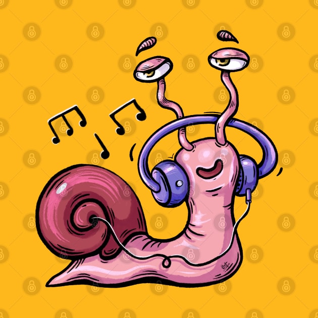 Snail Listening To Music by Hoda Hefzy 