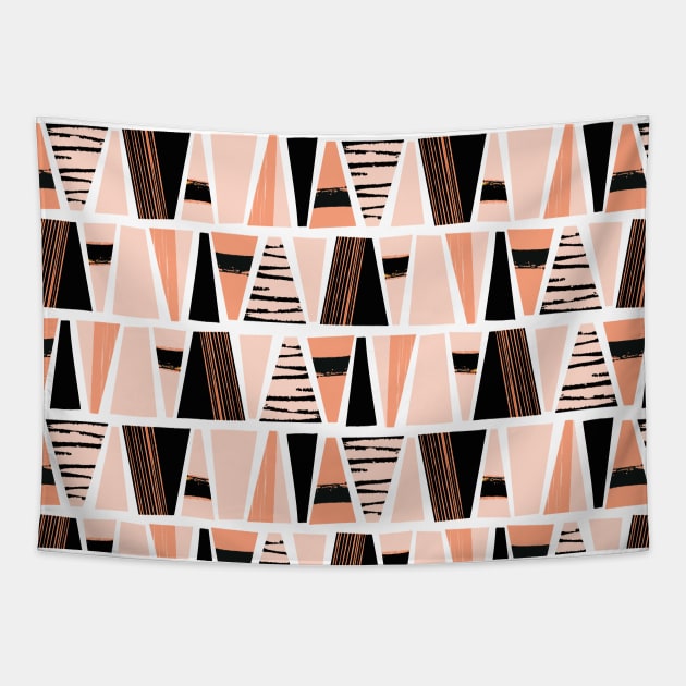 Black and Pink Block Stripes Tapestry by Sandra Hutter Designs