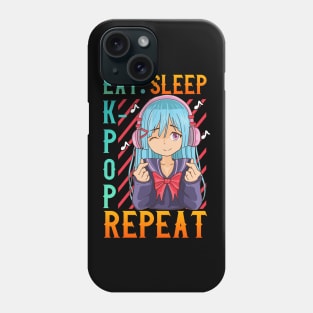 Cute Eat Sleep K-Pop Repeat Kawaii Anime Girl Kpop Phone Case