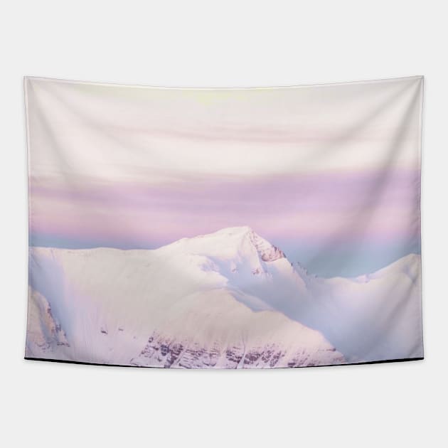 White Calm Landscape Sunset Tapestry by Trippycollage