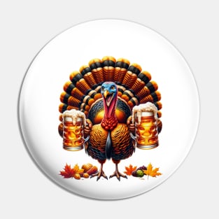 Let's Get Basted | Thanksgiving Turkey Drinking Beer Pin