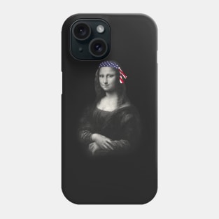 Mona Lisa in US Flag Headband Fun 4 July Phone Case