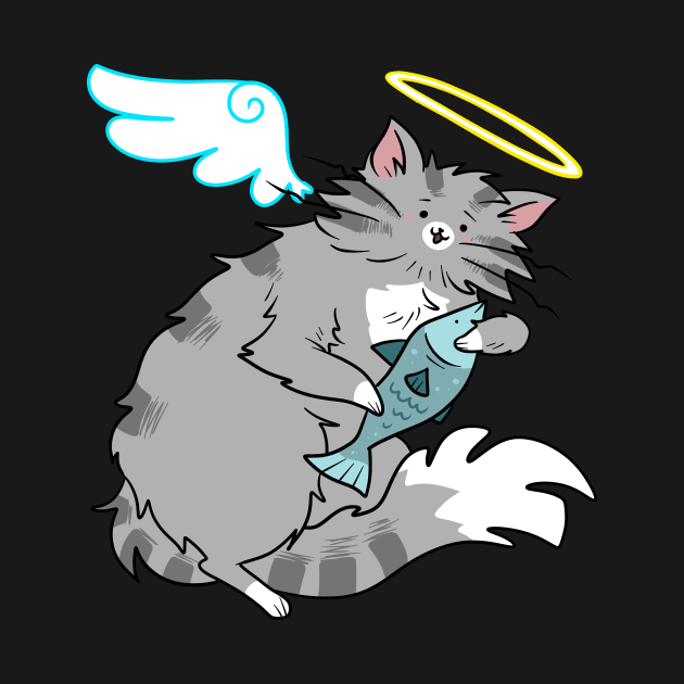 Fluffy Gray Tabby Cat Angel by saradaboru