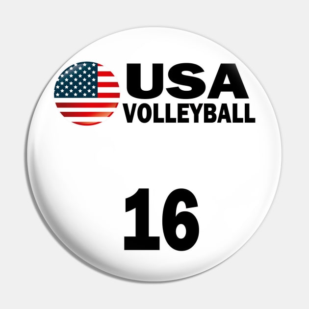 USA Volleyball #16 T-shirt Design Pin by werdanepo