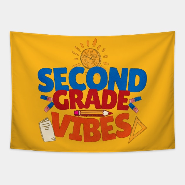 second grade vibes funny back to school Tapestry by owdinop