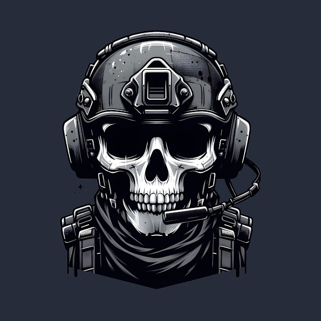 Tactical Skull Dominance Tee: Where Strength Meets Edgy Elegance by Rawlifegraphic