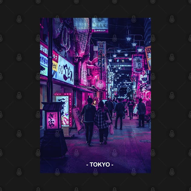 Tokyo Street Neon Synthwave by JeffDesign