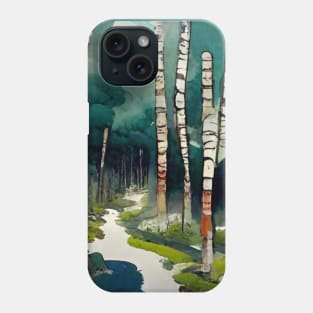 A path through birch trees Phone Case