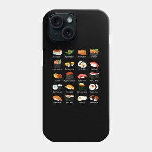 Various sushi preparations - types of sushi Phone Case