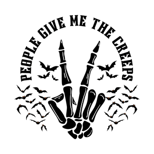 People Give Me The Creeps, Halloween Horror Shirt, Horror Gift for Men, Skeleton Hand Tee, Witch Vibes Tees, Spooky Season T-Shirt