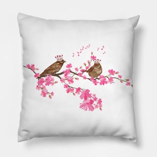 Royal Sakura Birds Pillow