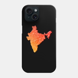 Colorful mandala art map of India with text in red and orange Phone Case