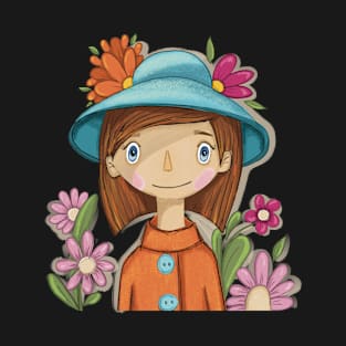 Lady in  Hat with Flowers T-Shirt