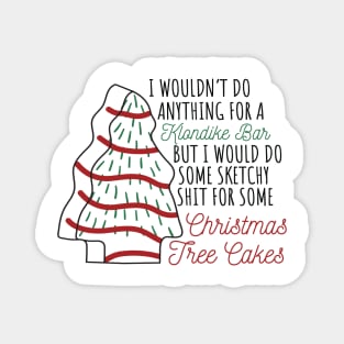 Christmas Baking Tree Cakes, Some sketchy stuff for some christmas tree cakes, Hand Drawn White Christmas Tree Cakes Magnet