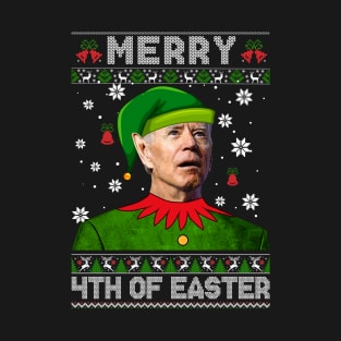 Santa Joe Biden Merry 4th Of Easter Ugly Christmas Sweater T-Shirt