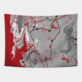 Mumbai red/grey map Tapestry