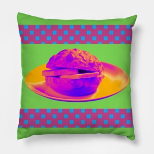 Pineapple Bun - Funky Hong Kong Street Food - Pop Art Neon Purple with Lime Green Pillow