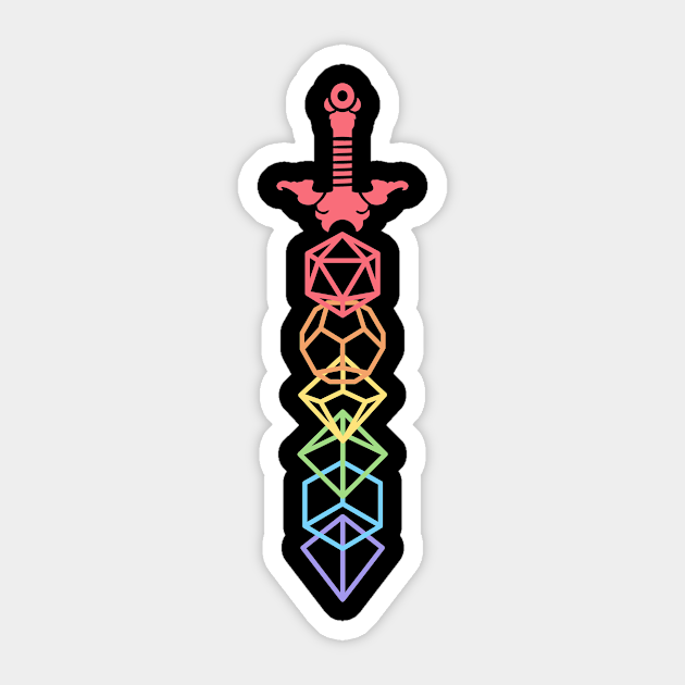 Retro Minimalist RPG Dice Rainbow Sword - Dnd - Sticker