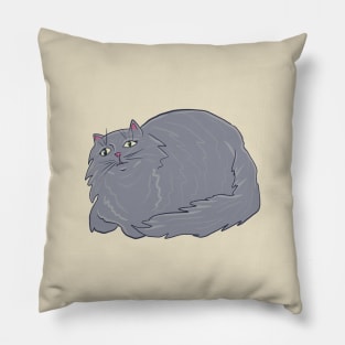 Fluffy Gray Cat Pillow