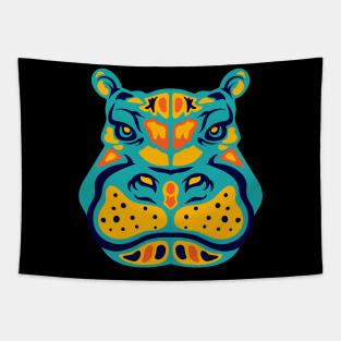 funny hippo art Tapestry