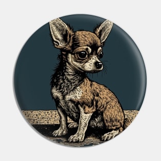 Chihuahua Ink Drawing Pin