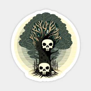 Evil Spirits Tree with skulls and Ghosts Magnet