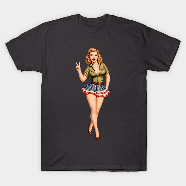 Patriotic Pin Up Girl V for Victory