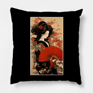 Oiran (Red fan) Pillow