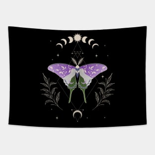 Genderqueer Luna Moth Celestial Cottagecore LGBT Pride Flag Tapestry