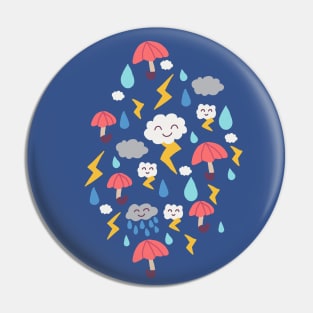 Cute Weather Clouds Umbrella Pin