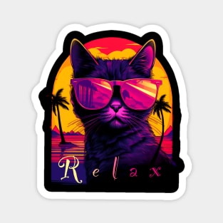 Cat in sunglasses, relax Magnet