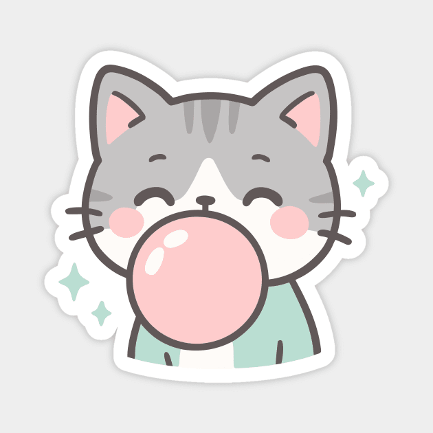 Bubblegum Meow Magnet by CreativeSage