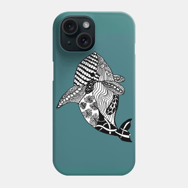 Whale drawn with Zentangle patterns Phone Case by JennyCathcart