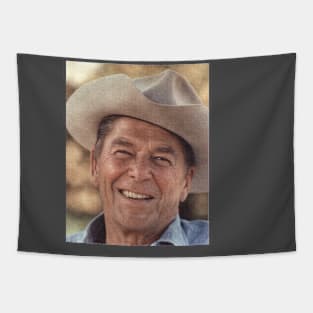 Ronald Reagan Cowboy Photo Daub Effect Tapestry