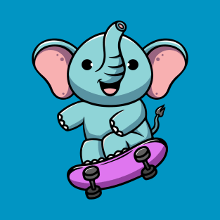 cute elephant playing skateboard T-Shirt