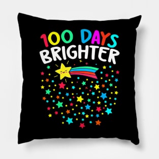 100 Days Brighter Happy 100 Days Of School Teachers Kids Pillow