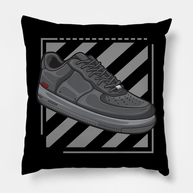 Force One Black Sneaker Pillow by milatees