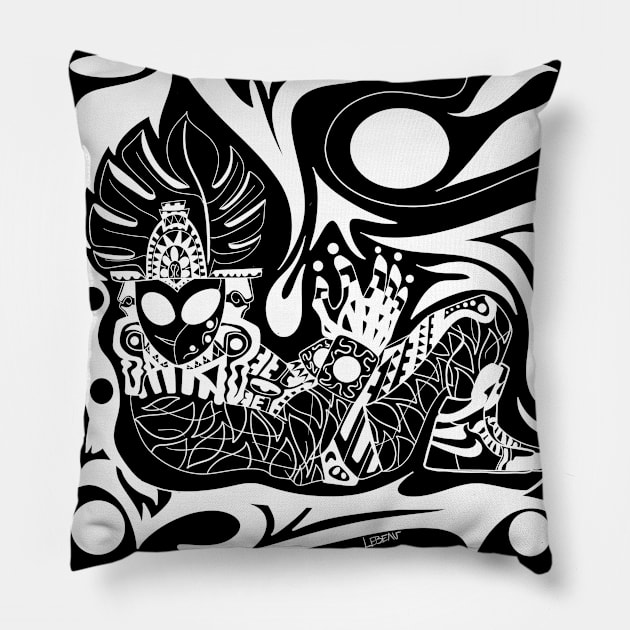 chak mool alien in fancy shoes pattern ecopop Pillow by jorge_lebeau