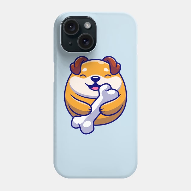 Cute Dog Holding Bone Cartoon Phone Case by Catalyst Labs